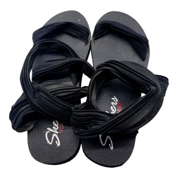 SKECHERS Shoes Womens Size 8 Black Yoga Foam Summer Sandals Beach - Picture 4 of 6